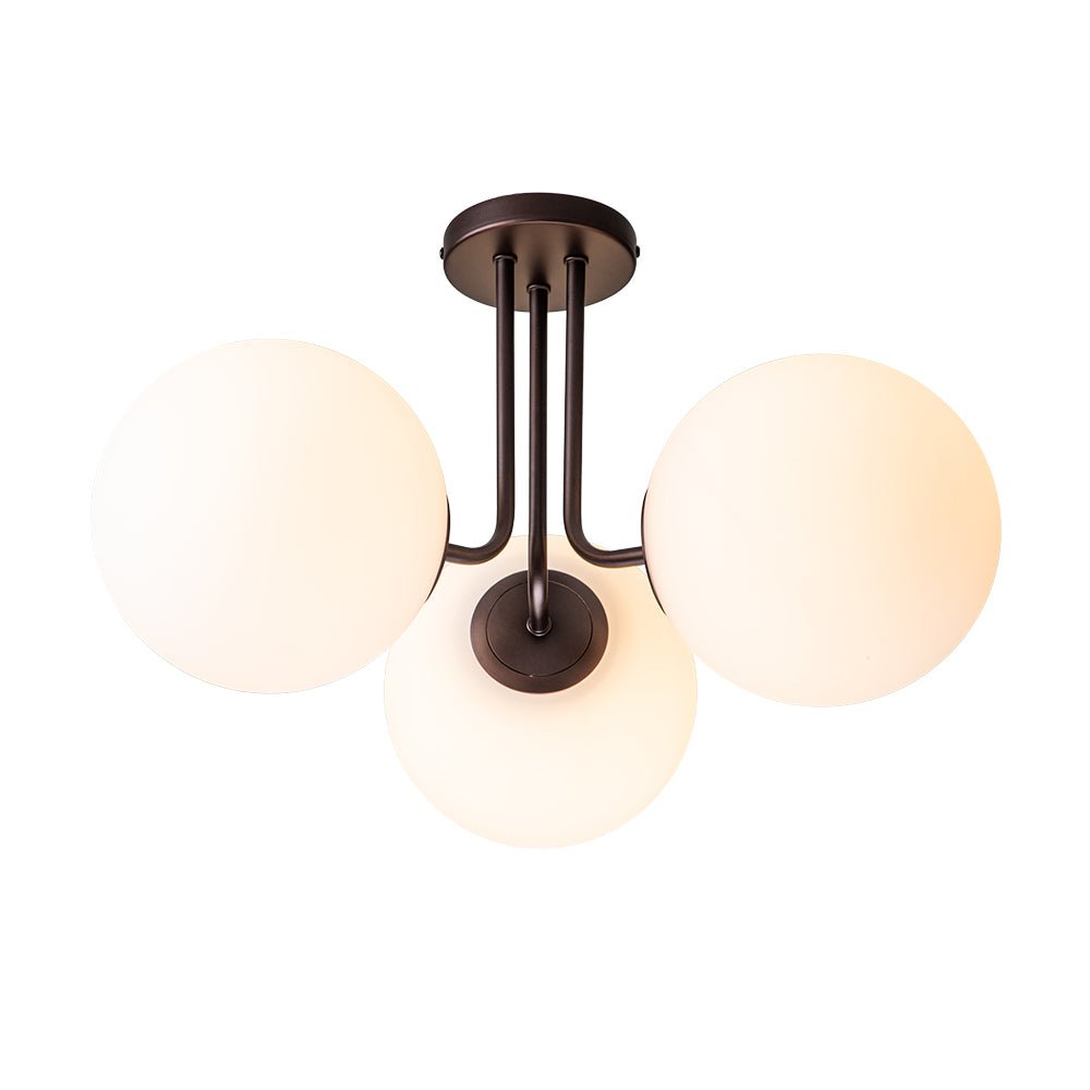 3-Light Flush Mount Ceiling Light – Opal Glass Globe Fixture – Dimmable Design – Modern Ceiling Lighting 9