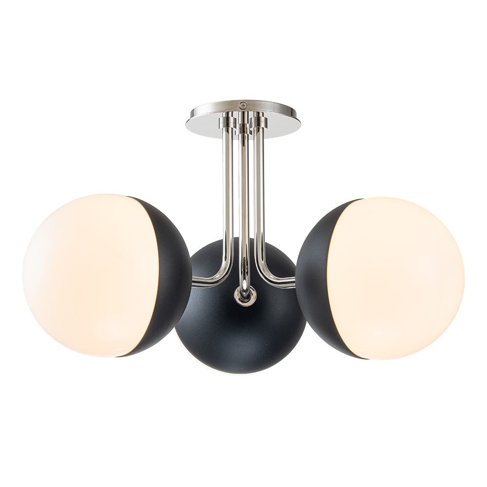 3-Light Semi-Flush Mount Ceiling Light – Milky Glass Globe Shades – Curved Arm Design – Ceiling Light Fixture 7