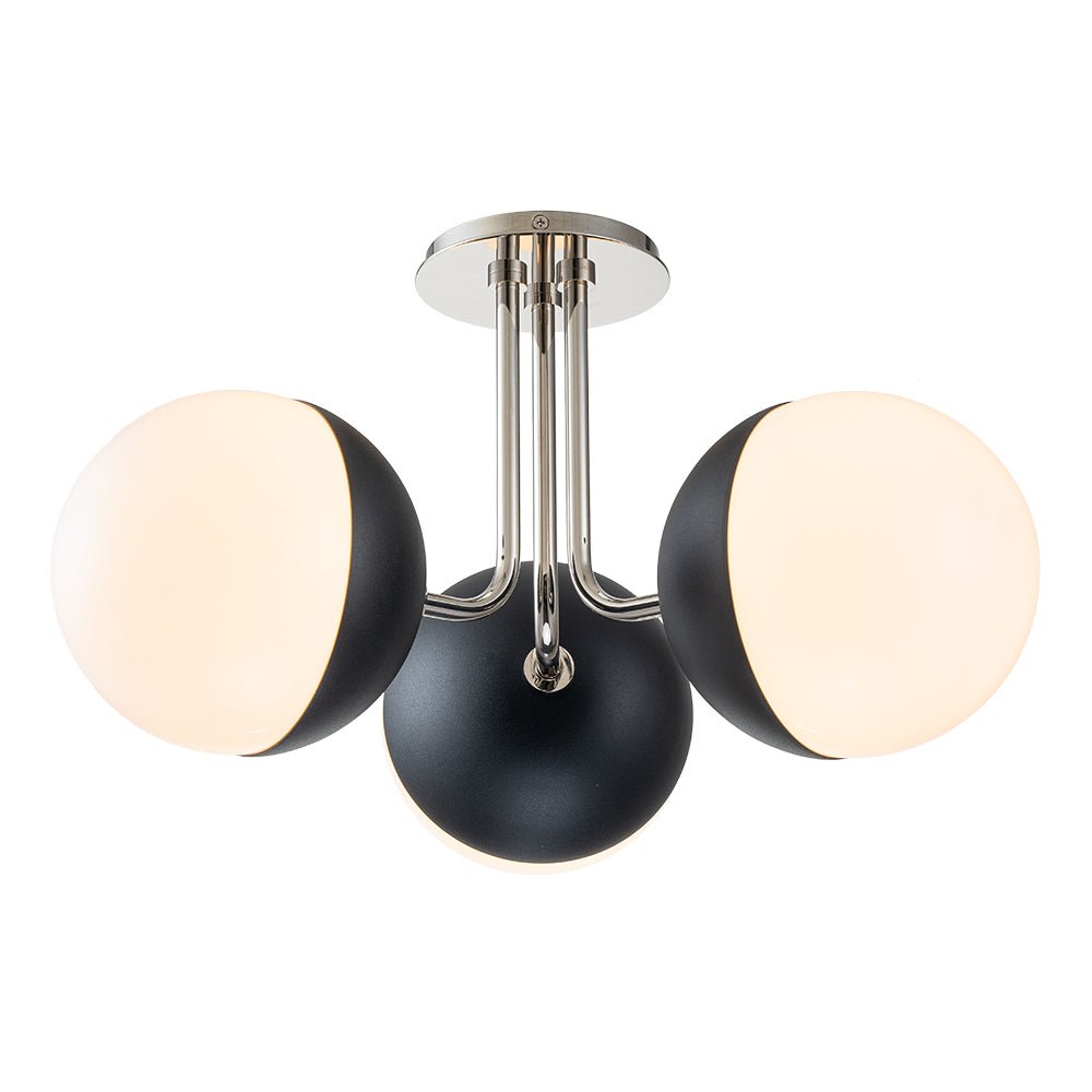 3-Light Semi-Flush Mount Ceiling Light – Milky Glass Globe Shades – Curved Arm Design – Ceiling Light Fixture 8