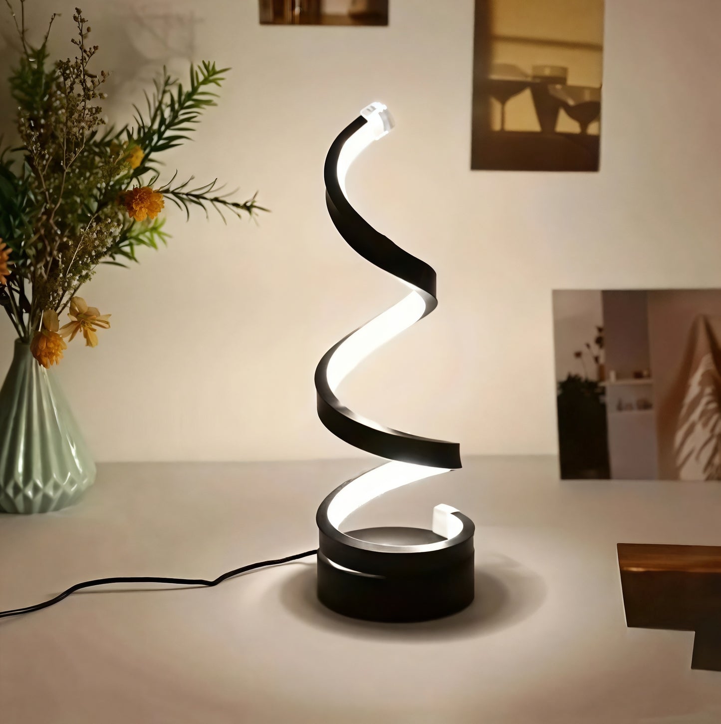 Spiral LED Table Lamp with Touch Control – Dimmable Bedside Table Lamp for Bedroom and Desk – Modern Design Accent Light 3