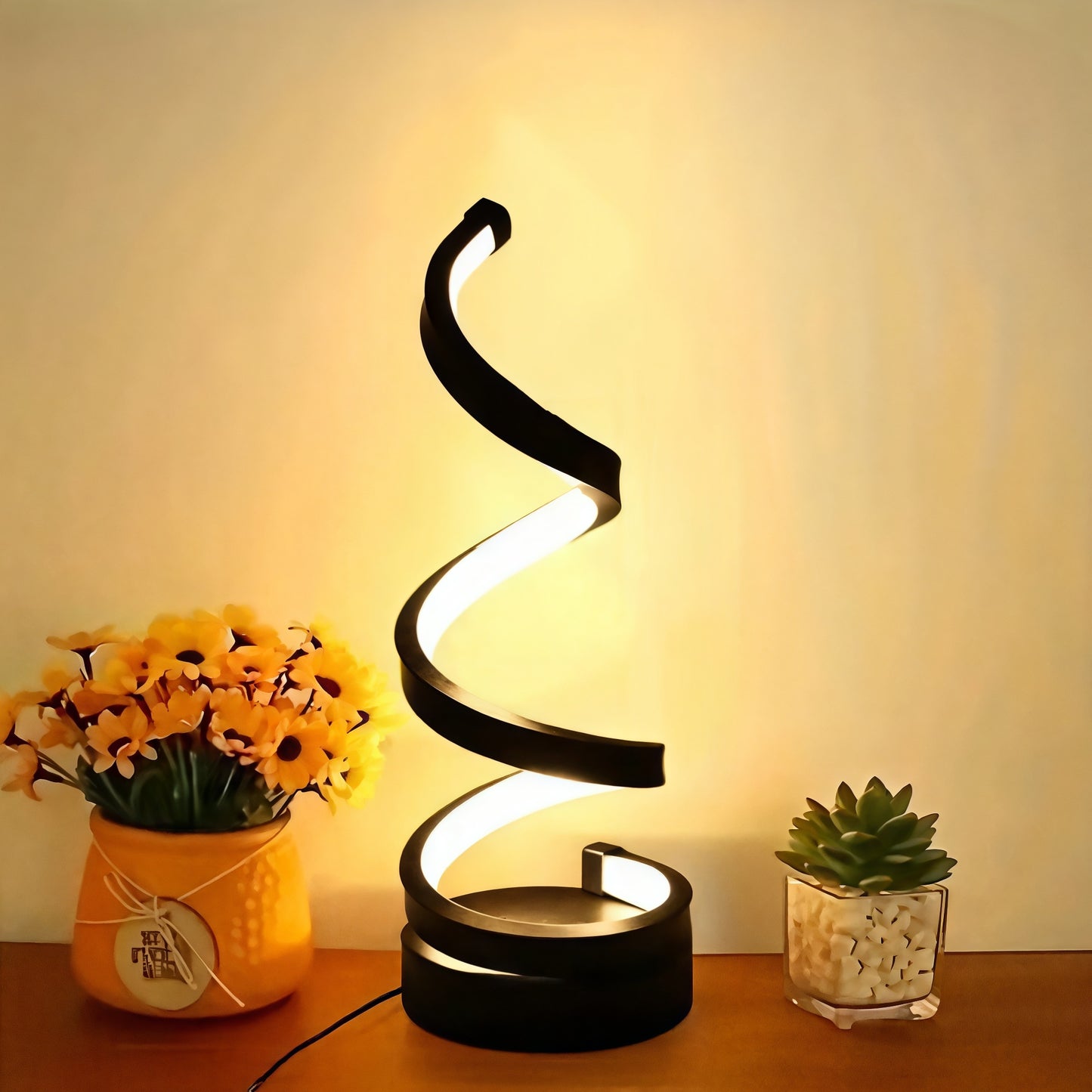Spiral LED Table Lamp with Touch Control – Dimmable Bedside Table Lamp for Bedroom and Desk – Modern Design Accent Light 4