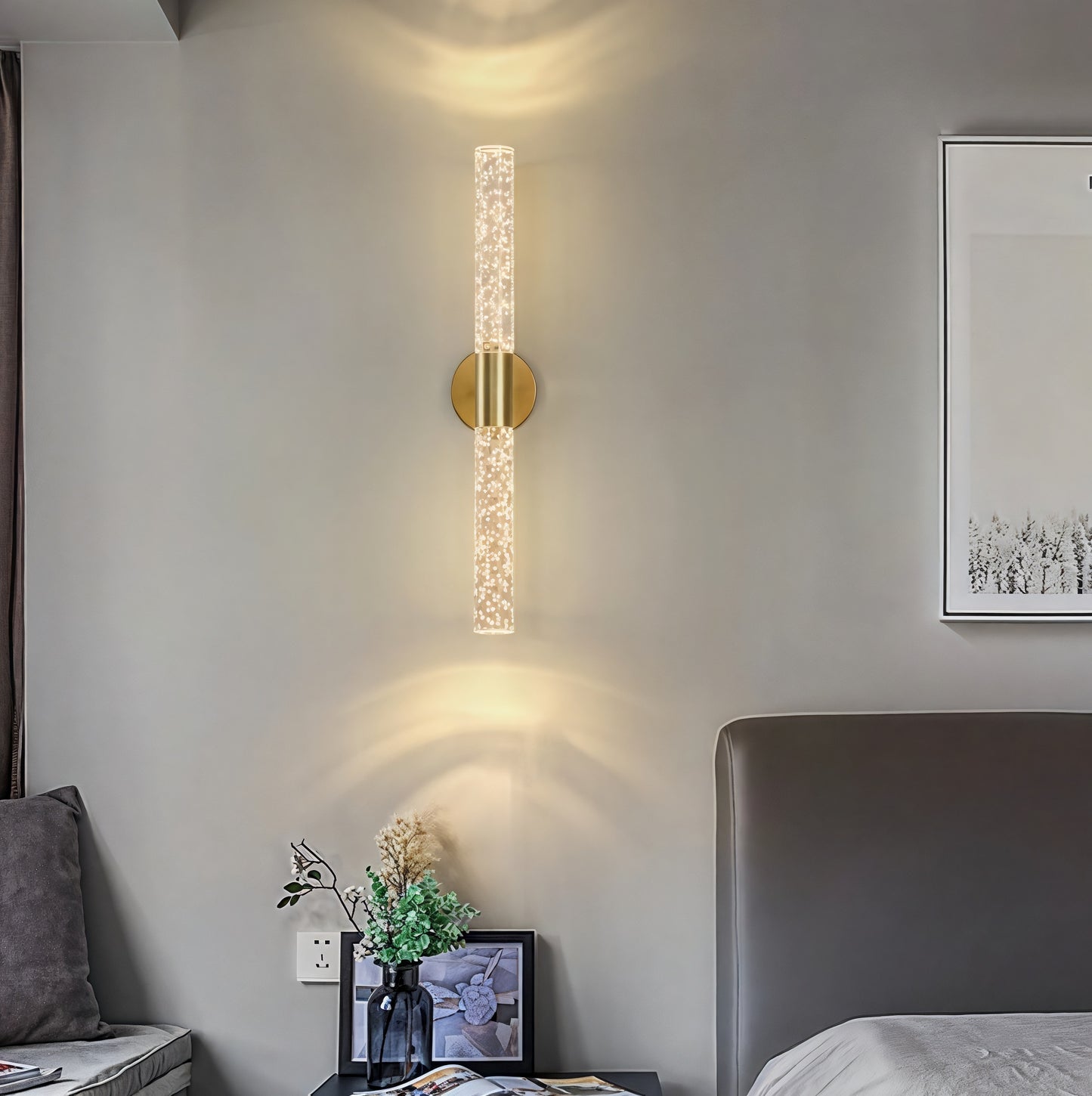 Crystal Rod Wall Lamp – Vertical Bubble Design – Energy-Efficient LED Sconce – Modern Wall Lighting 3