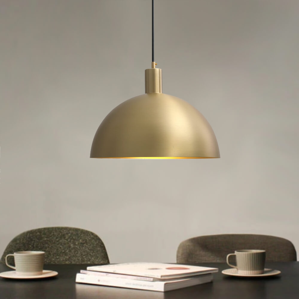 Adjustable Dome Shade Pendant Light – Brass Finish – Dimmable Kitchen Pendant Lighting – Modern Indoor Lighting 1