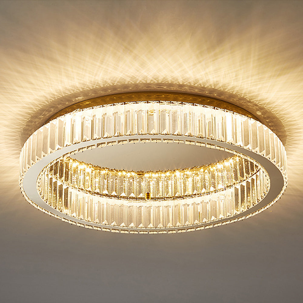 Round Crystal Ceiling Light – Gold Finish – LED Compatible – Indoor Ceiling Lighting 8