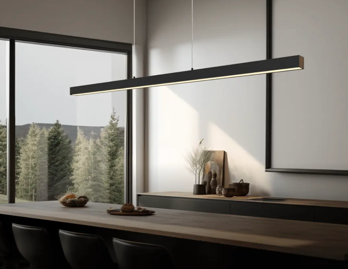Matte Black Chandelier – Modern Ceiling Light with Gold Accents – Versatile Contemporary Design – Home Lighting 1