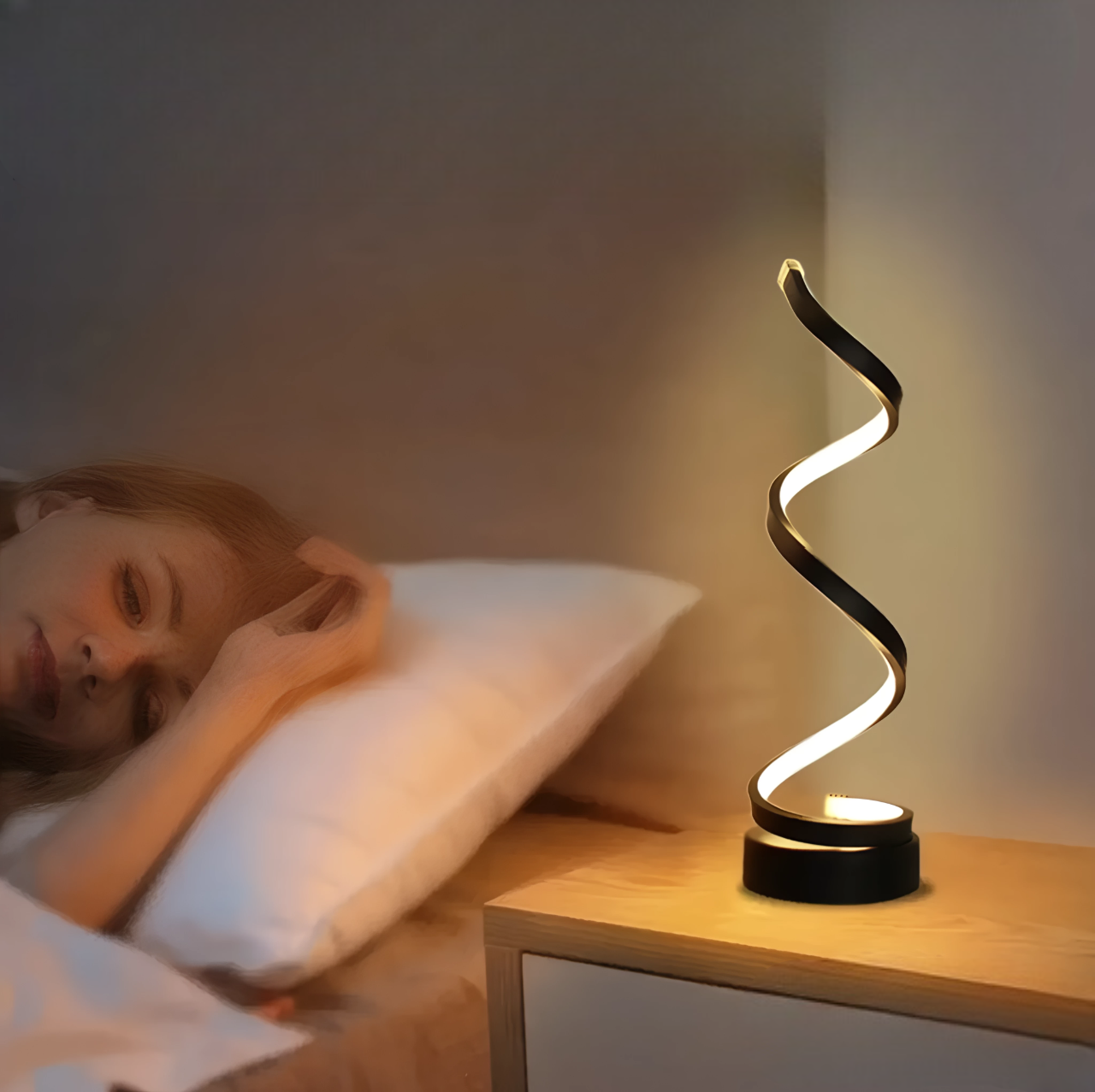 Spiral LED Table Lamp with Touch Control – Dimmable Bedside Table Lamp for Bedroom and Desk – Modern Design Accent Light 2