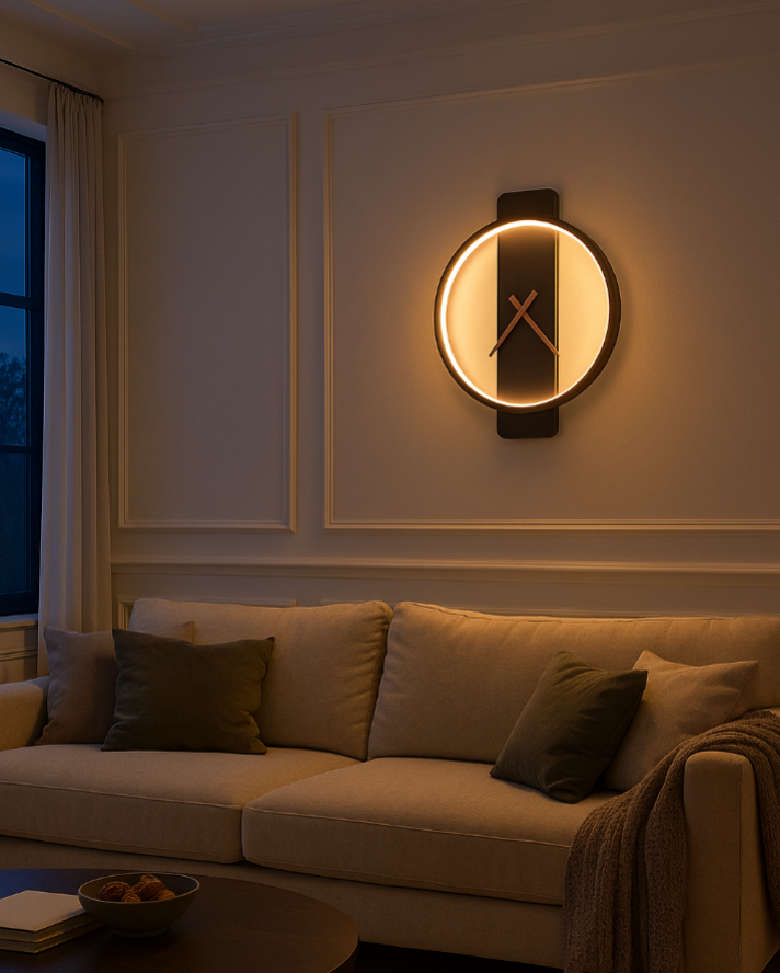 Modern LED Wall Clock Decor with Warm Ambient Glow – Stylish Circular Design for Home and Office 1