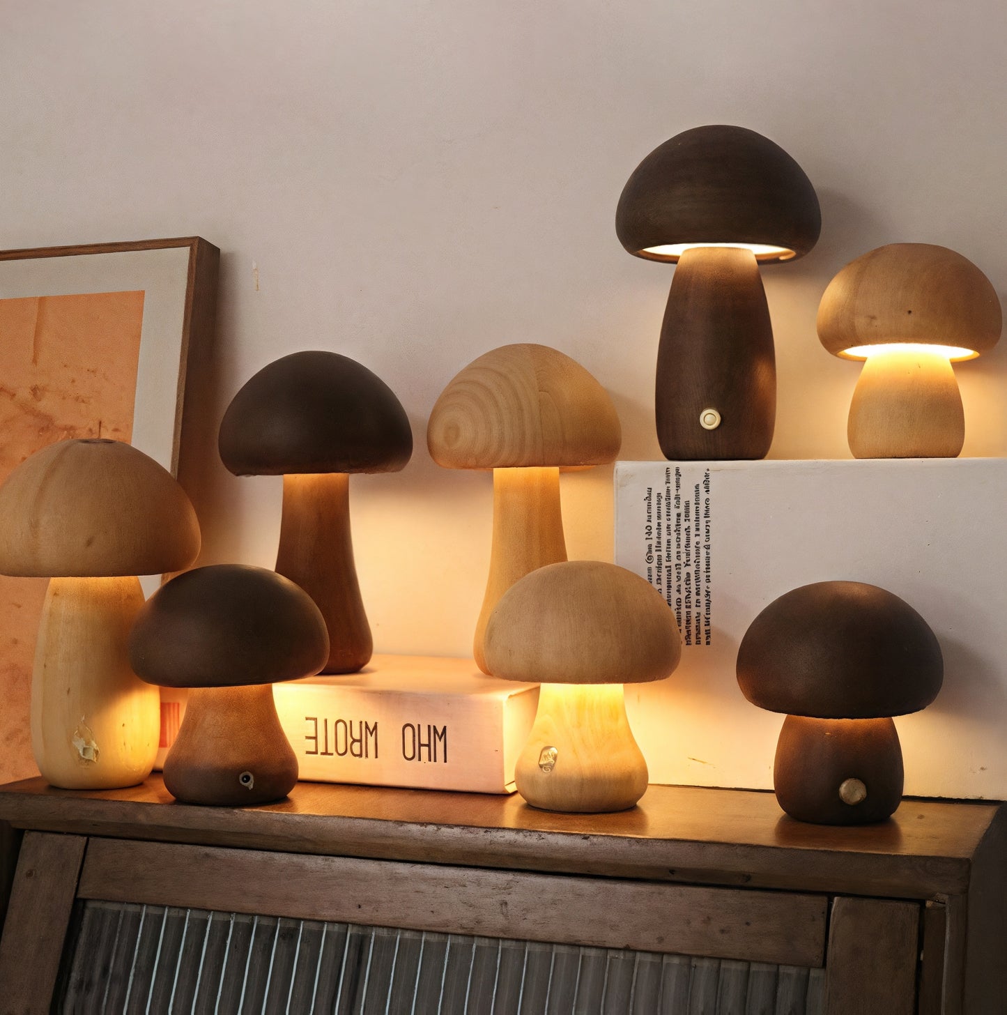 Wooden Mushroom Bedside Lamp