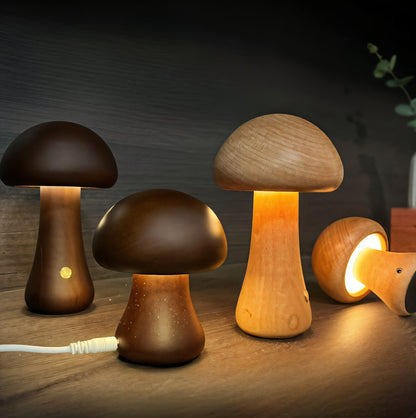 Wooden Mushroom Bedside Lamp