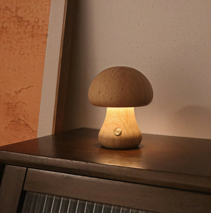 Wooden Mushroom Bedside Lamp