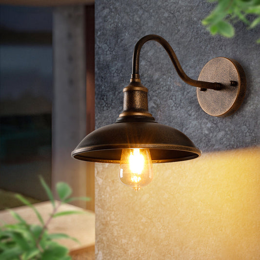 Bowl Shaped Metal Outdoor Wall Lamp – Antique Brass Finish – IP44 Waterproof – Outdoor Wall Lights 0