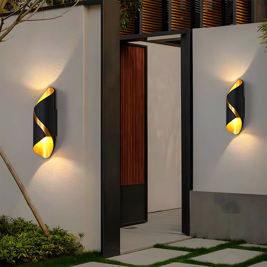 Modern Outdoor Wall Light – Unique Twisted Design – Up and Down Illumination – Outdoor Garden Lighting 0