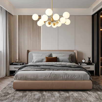 Opal Glass Globe Chandelier – 12-Light Mid-Century Design – Dimmable Fixture – Modern Chandeliers 3