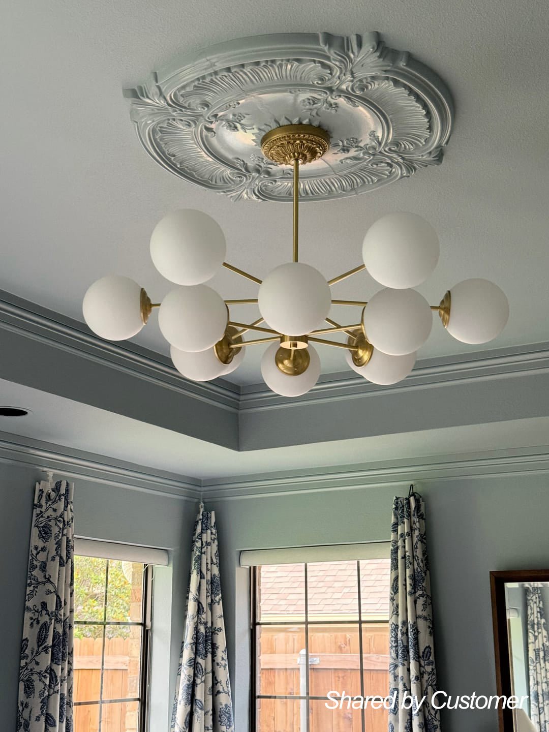 Opal Glass Globe Chandelier – 12-Light Mid-Century Design – Dimmable Fixture – Modern Chandeliers 4