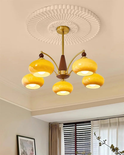 Retro Melodica Chandelier – Victorian Inspired Light – Warm White Glass Shades – Elegant Home Lighting 10