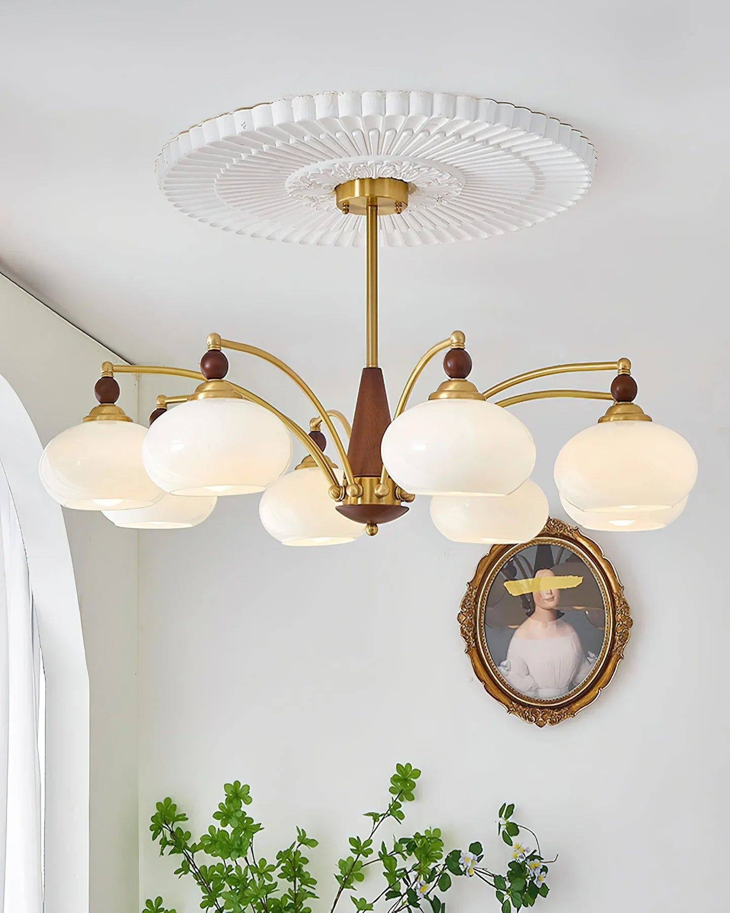 Retro Melodica Chandelier – Victorian Inspired Light – Warm White Glass Shades – Elegant Home Lighting 11