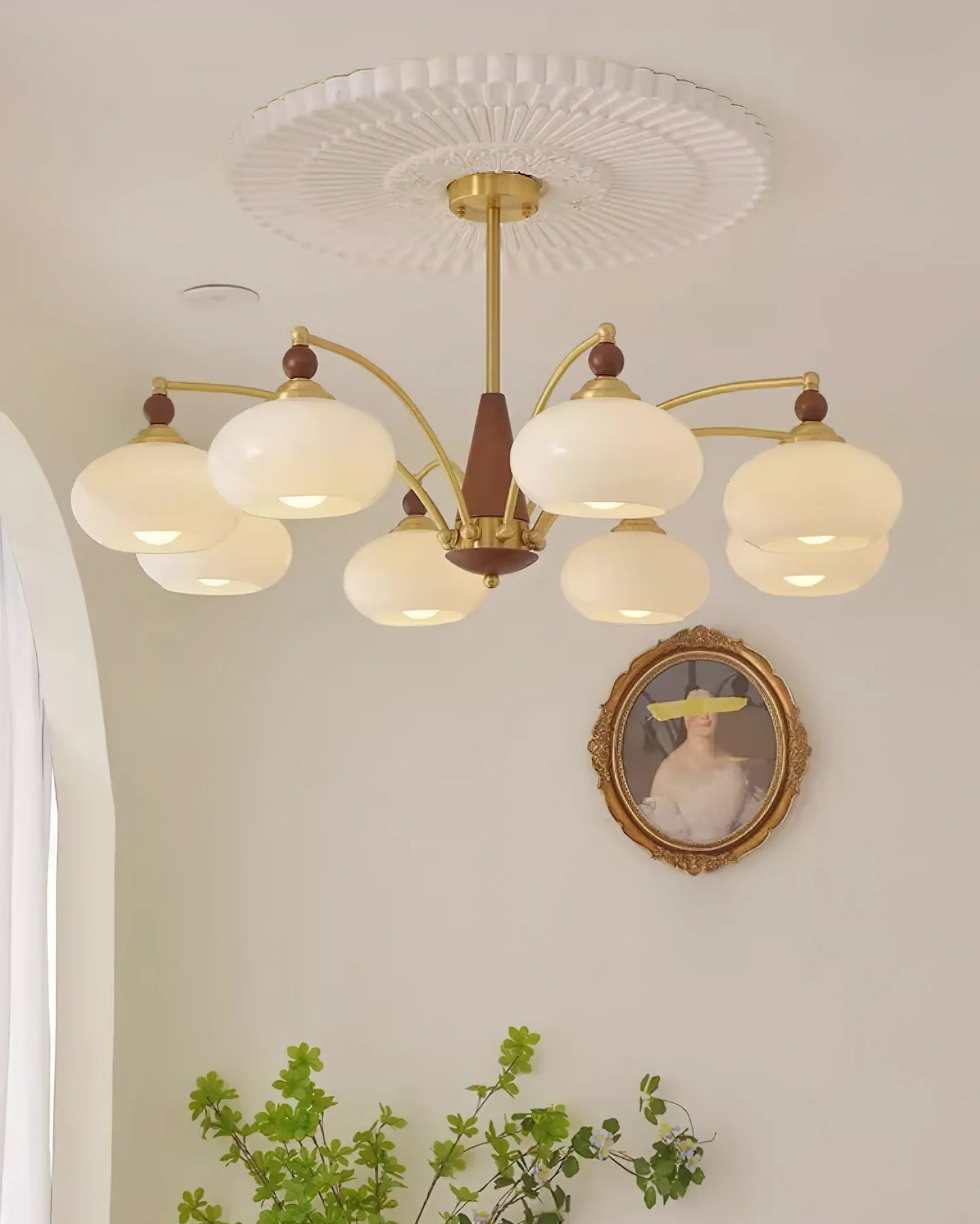 Retro Melodica Chandelier – Victorian Inspired Light – Warm White Glass Shades – Elegant Home Lighting 9