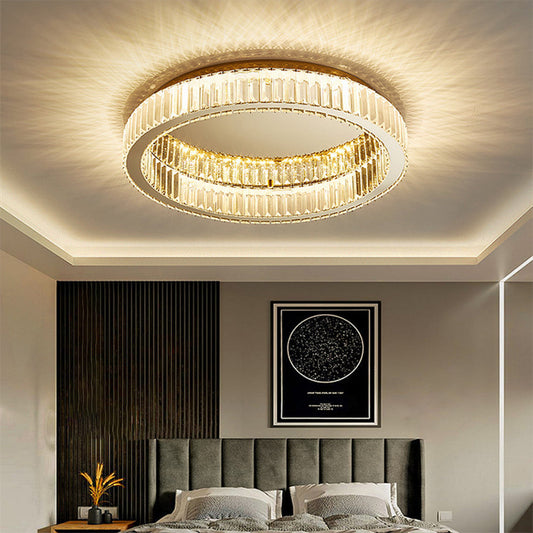 Round Crystal Ceiling Light – Gold Finish – LED Compatible – Indoor Ceiling Lighting 0
