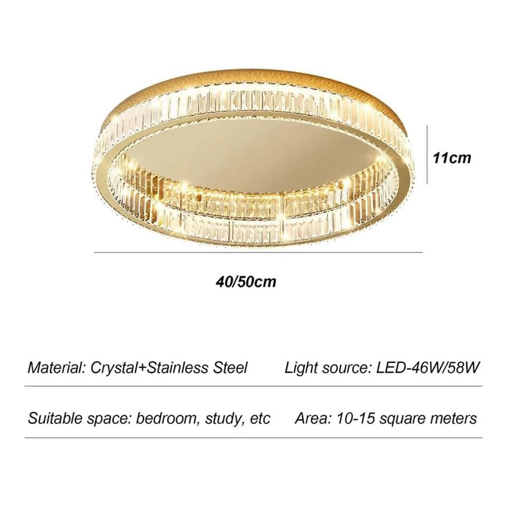 Round Crystal Ceiling Light – Gold Finish – LED Compatible – Indoor Ceiling Lighting 6