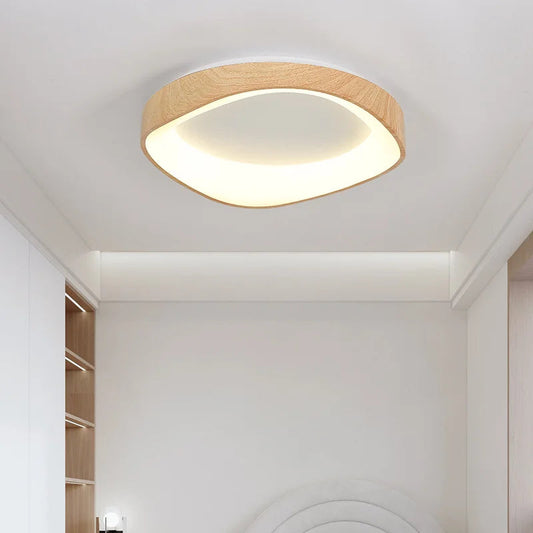 Scandinavian LED Ceiling Light – Surface-Mounted Lamp – Wood Effect Design – Ceiling Light Fixture 0