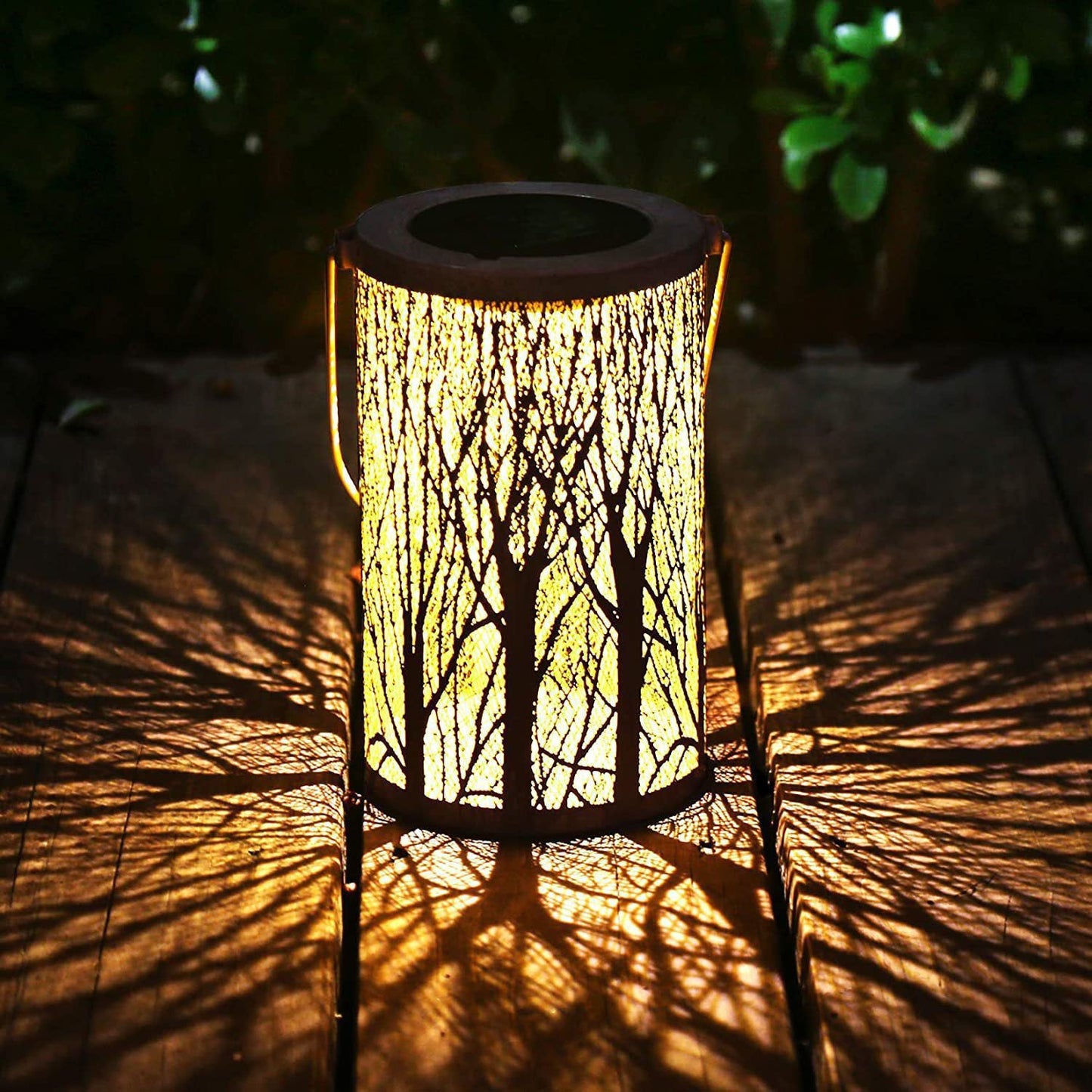 Solar Cylinder Lantern – Art Deco Outdoor Light – Durable Iron Fixture – Solar Garden Lights 0