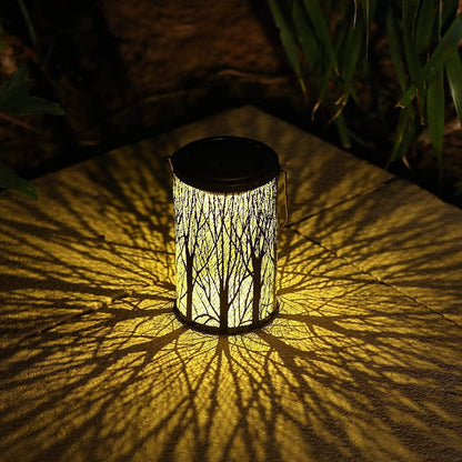 Solar Cylinder Lantern – Art Deco Outdoor Light – Durable Iron Fixture – Solar Garden Lights 2