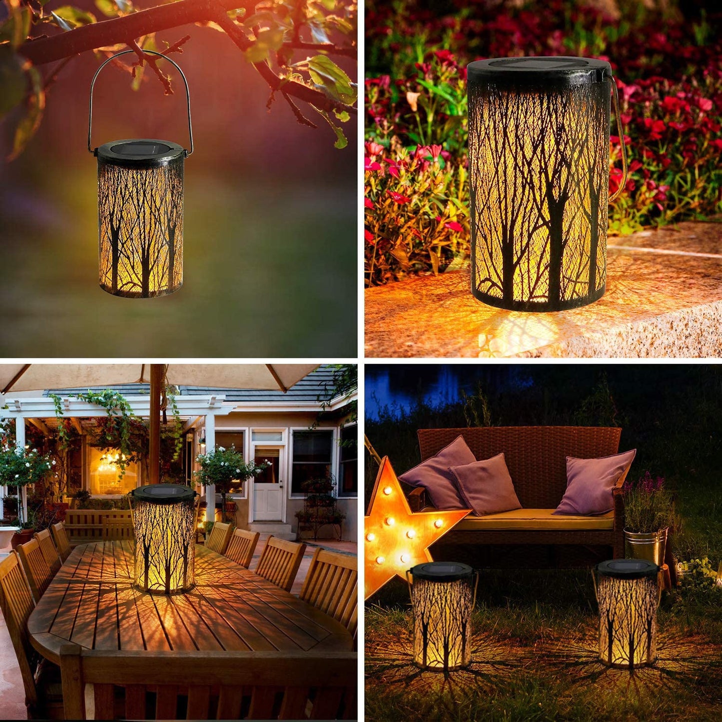 Solar Cylinder Lantern – Art Deco Outdoor Light – Durable Iron Fixture – Solar Garden Lights 5