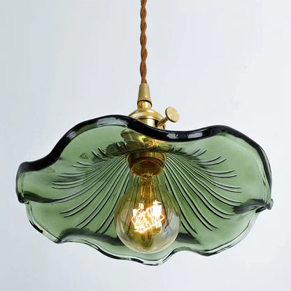 Vintage Glass Pendant Lights – Floral Motif – Wavy Shade – Decorative Hanging Lights 5