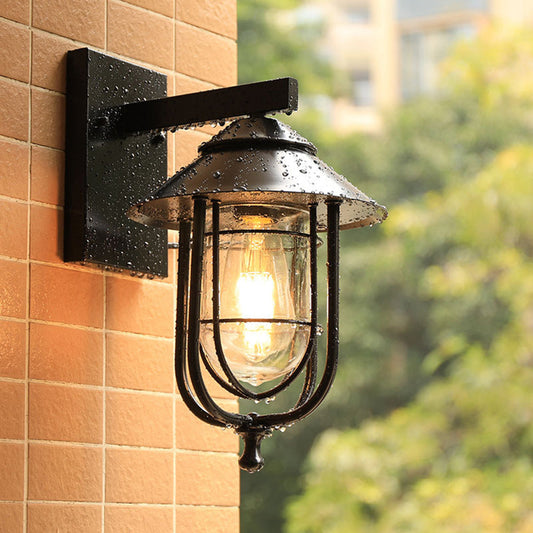 Vintage Outdoor Wall Lantern – Black Metal and Glass Design – IP65 Waterproof – Outdoor Wall Lights 1
